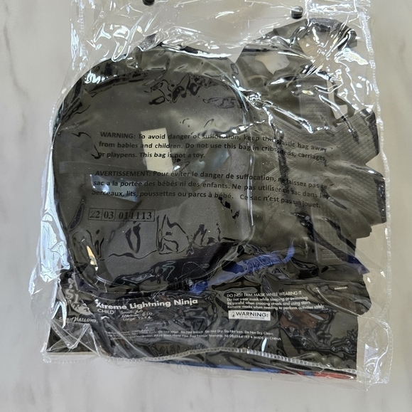 Spirit Halloween Ninja Costume Boys Blue Sz L 8-10 Full Set Jumpsuit Hood Mask - Picture 7 of 9